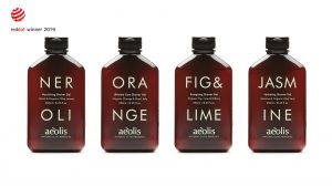 An image of Aeolis Skin Care Shower Gels, designed by DKD.