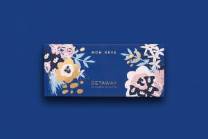 An image of Mon Reve Getaway Eye Shadow Palette packaging, designed by DKD.