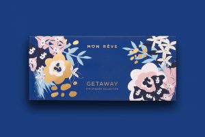 An image of Mon Reve Getaway Eye Shadow Palette packaging, designed by DKD.