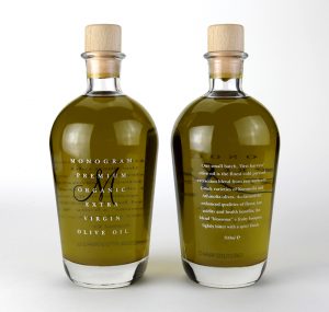 An image of Premium Olive Oil Packaging for Monogram, by DKD.