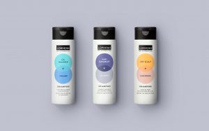 An image of Lorvenn Hair and Scalp Balance Shampoos packaging, designed by DKD Studio.