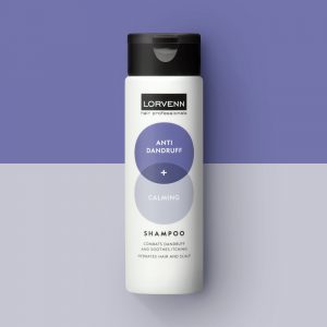 An image of Lorvenn Hair and Scalp Balance Anti Dandruff Shampoo packaging, designed by DKD Studio.