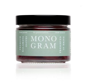 An image of Monogram Olives in Brinepackaging, designed by DKD.