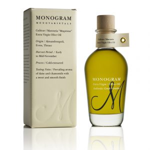 Monogram Monovarietal Olive oil Packaging, design by DKD.