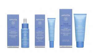 An image of Apivita Aqua Beelicious face care products, designed by DKD.