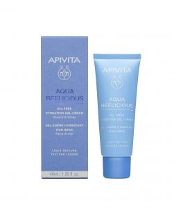 An image of Apivita Aqua Beelicious face care products, designed by DKD.