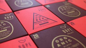 An image of DOPE Roasting Co coffee packaging, designed by DKD studio.