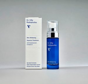 An image of Dr. Villy Rodopoulou skincare packaging, designed by dkd studio.