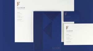 An image of Fathom WMA branding and stationery design by dkd studio.